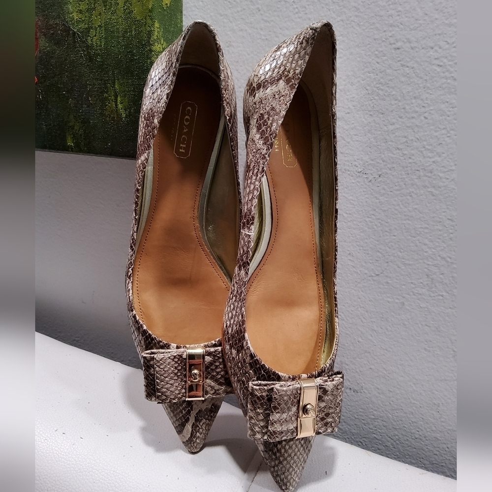 Coach Mandy Python-Embossed Leather Size 7 - Picture 2 of 15